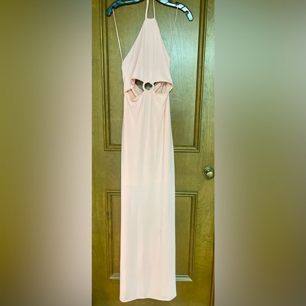 Alice + Olivia Pink Embellished Halter Gown